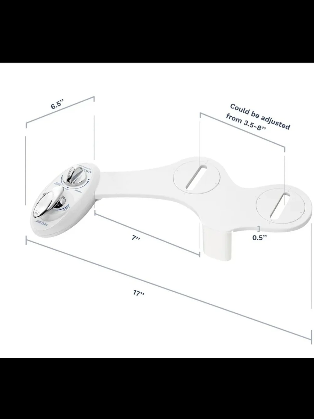 Bidet Attachment Box Panel — White Packaging with Black Text